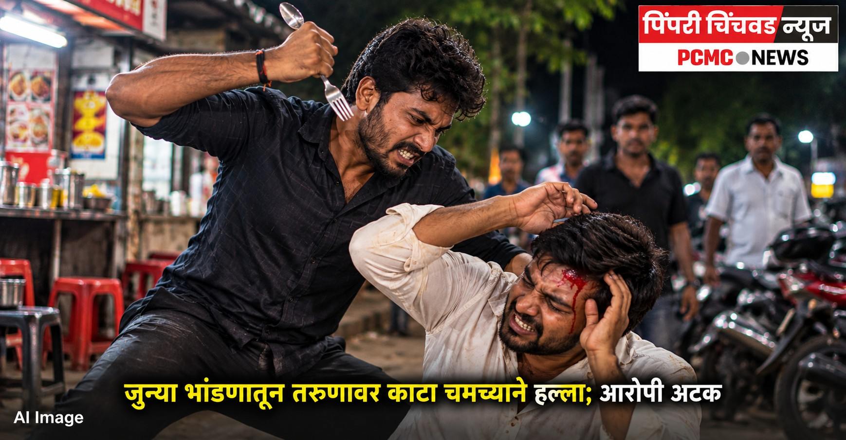 जुन्या भांडणातून तरुणावर काटा चमच्याने हल्ला; आरोपी अटक