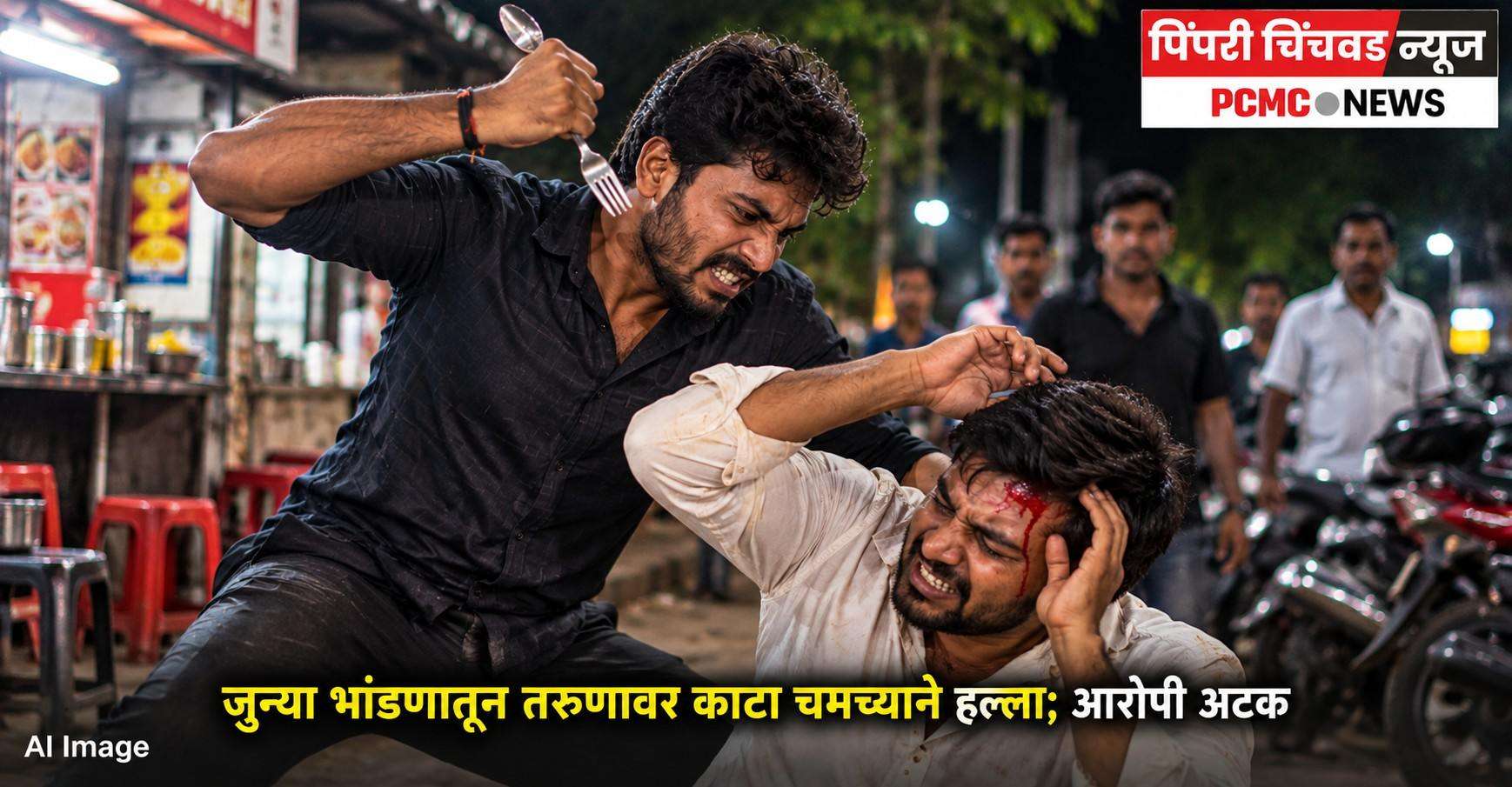 जुन्या भांडणातून तरुणावर काटा चमच्याने हल्ला; आरोपी अटक