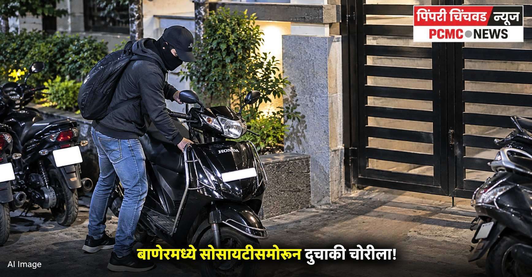 बाणेरमध्ये सोसायटीसमोरून दुचाकी चोरीला
