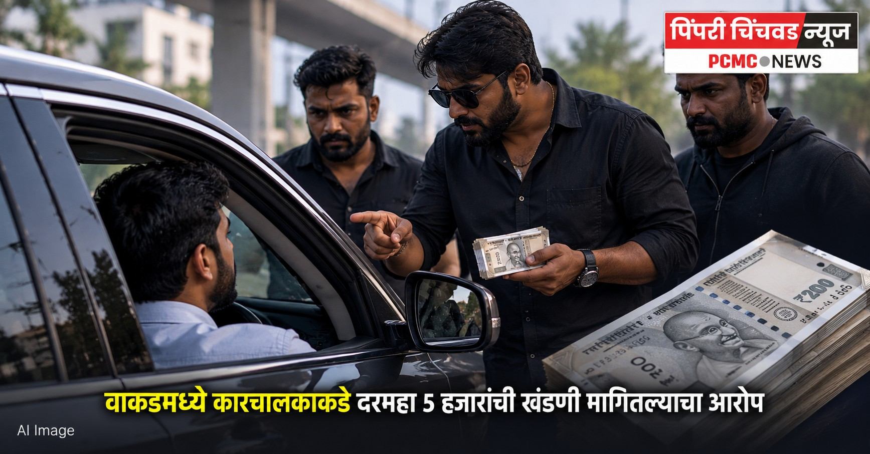 वाकडमध्ये कारचालकाकडे दरमहा ५ हजारांची खंडणी मागितल्याचा आरोप