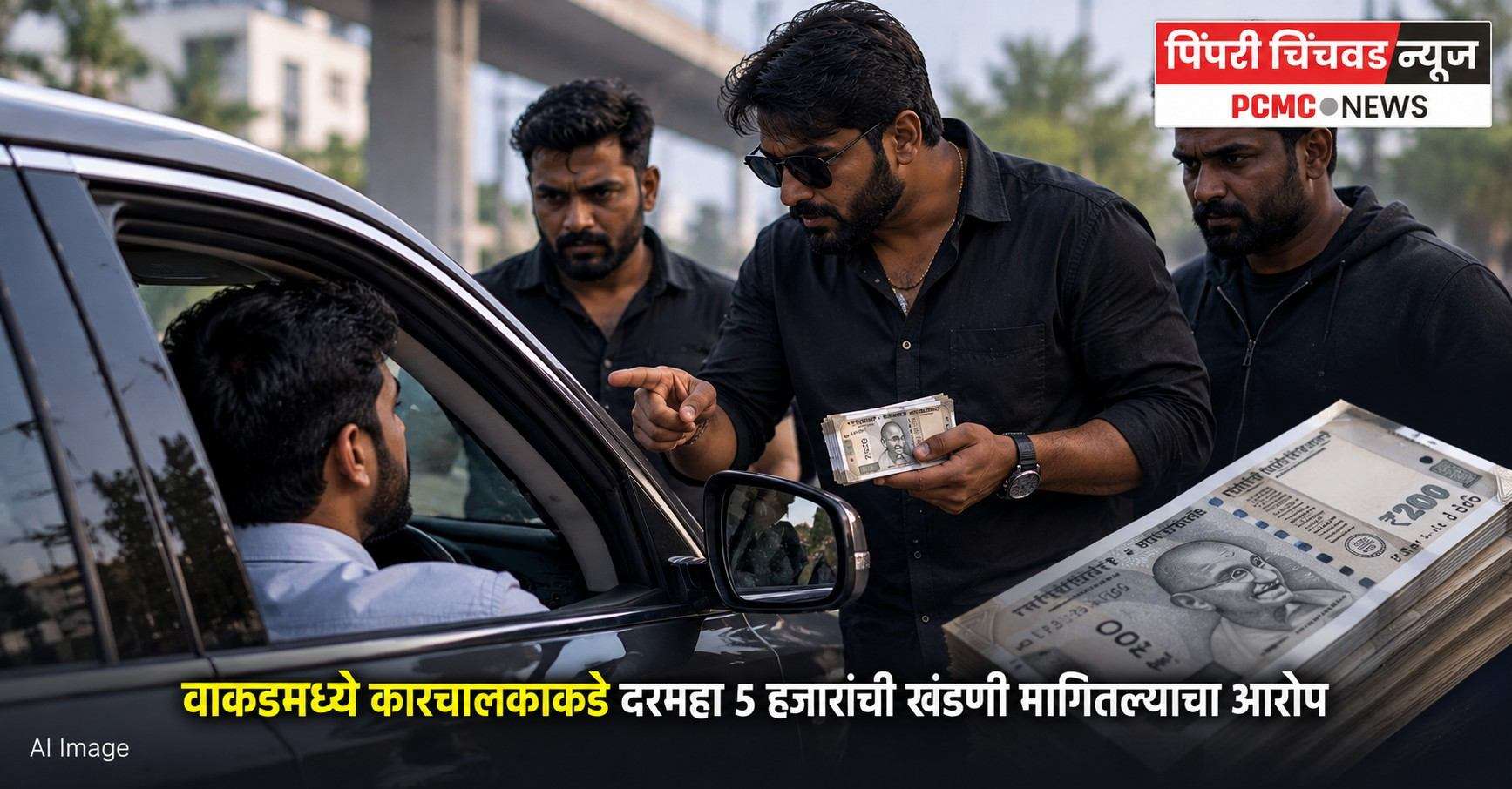 वाकडमध्ये कारचालकाकडे दरमहा ५ हजारांची खंडणी मागितल्याचा आरोप