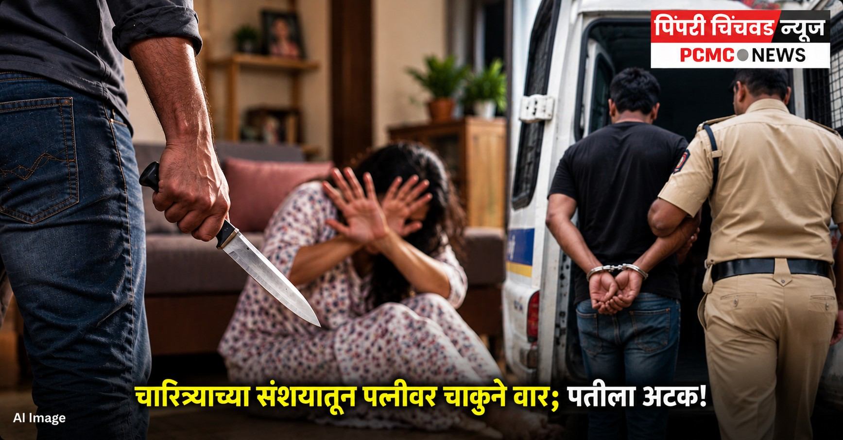 चारित्र्याच्या संशयातून पत्नीवर चाकूने वार; पतीला अटक!