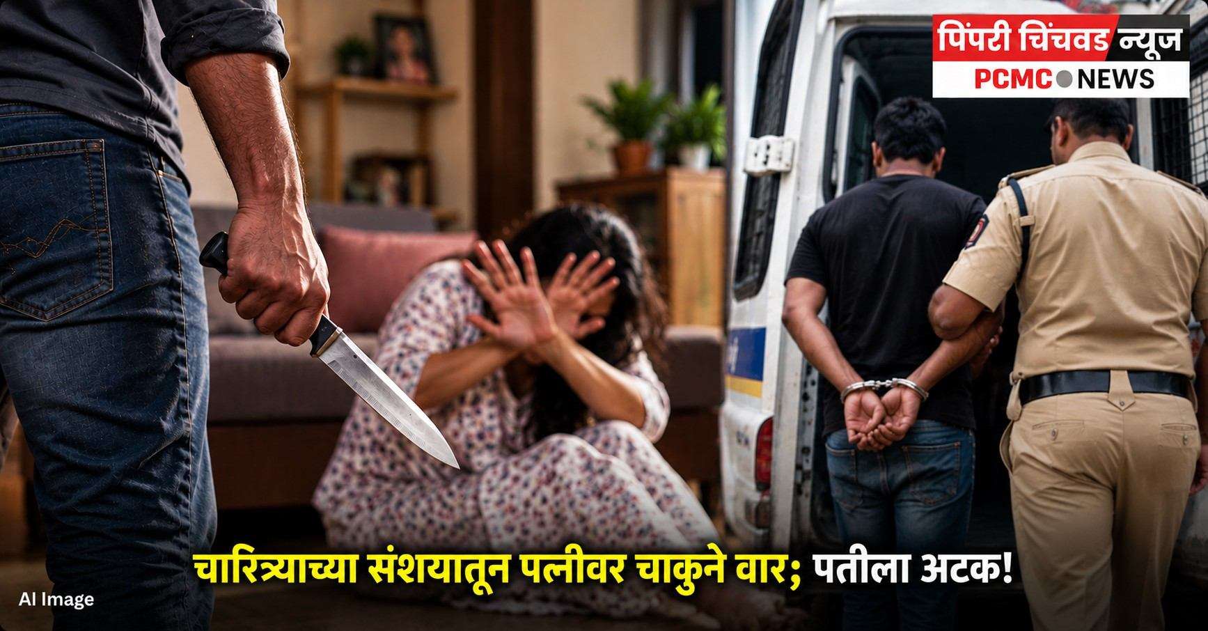 चारित्र्याच्या संशयातून पत्नीवर चाकूने वार; पतीला अटक!