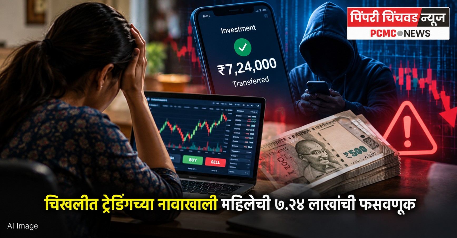 चिखलीत ट्रेडिंगच्या नावाखाली महिलेची ७.२४ लाखांची फसवणूक