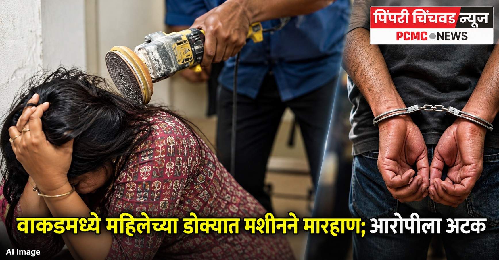 वाकडमध्ये महिलेच्या डोक्यात मशीनने मारहाण; आरोपीला अटक