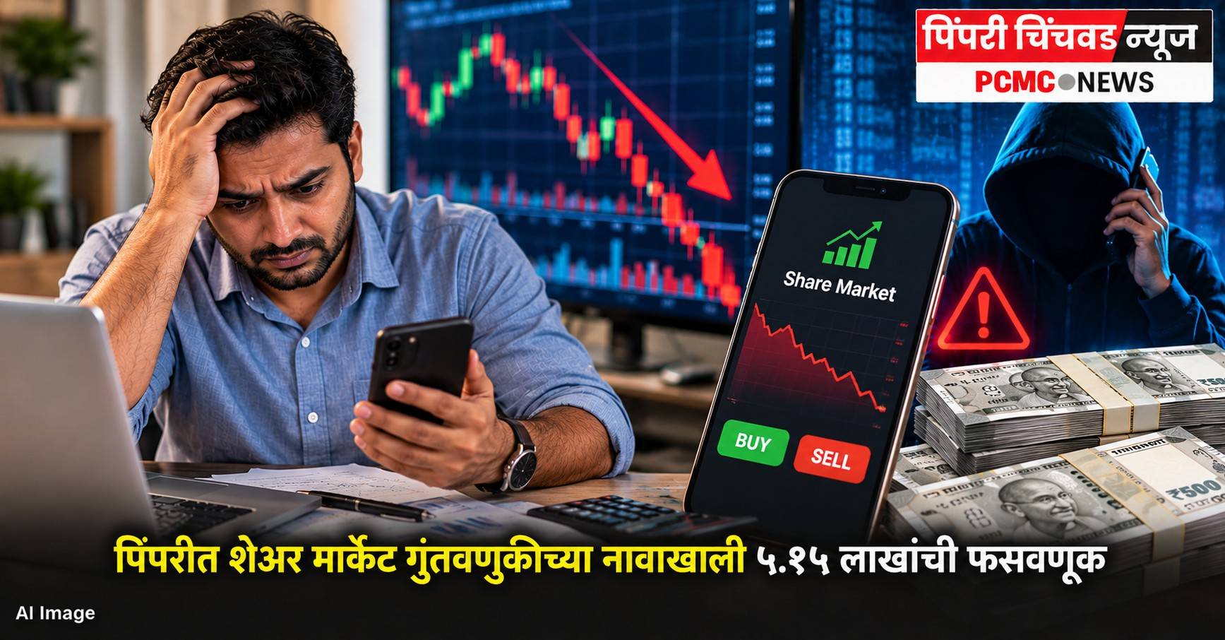 पिंपरीत शेअर मार्केट गुंतवणुकीच्या नावाखाली ५.१५ लाखांची फसवणूक