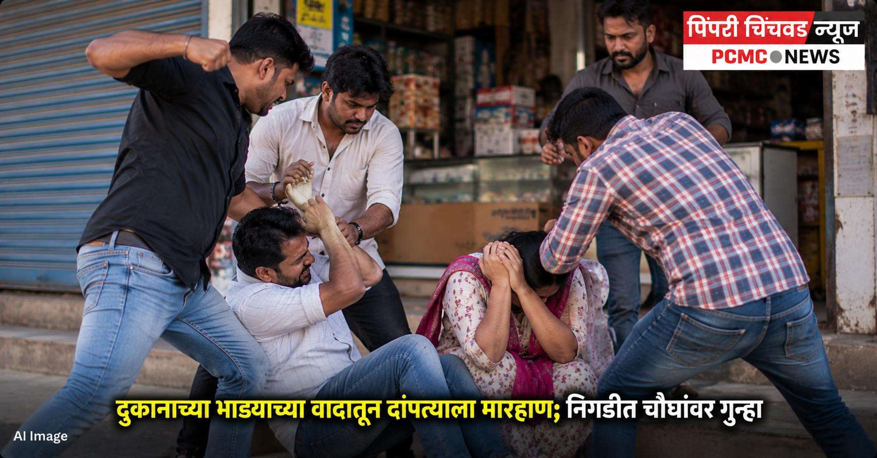 दुकानाच्या भाड्याच्या वादातून दांपत्याला मारहाण; निगडीत चौघांवर गुन्हा