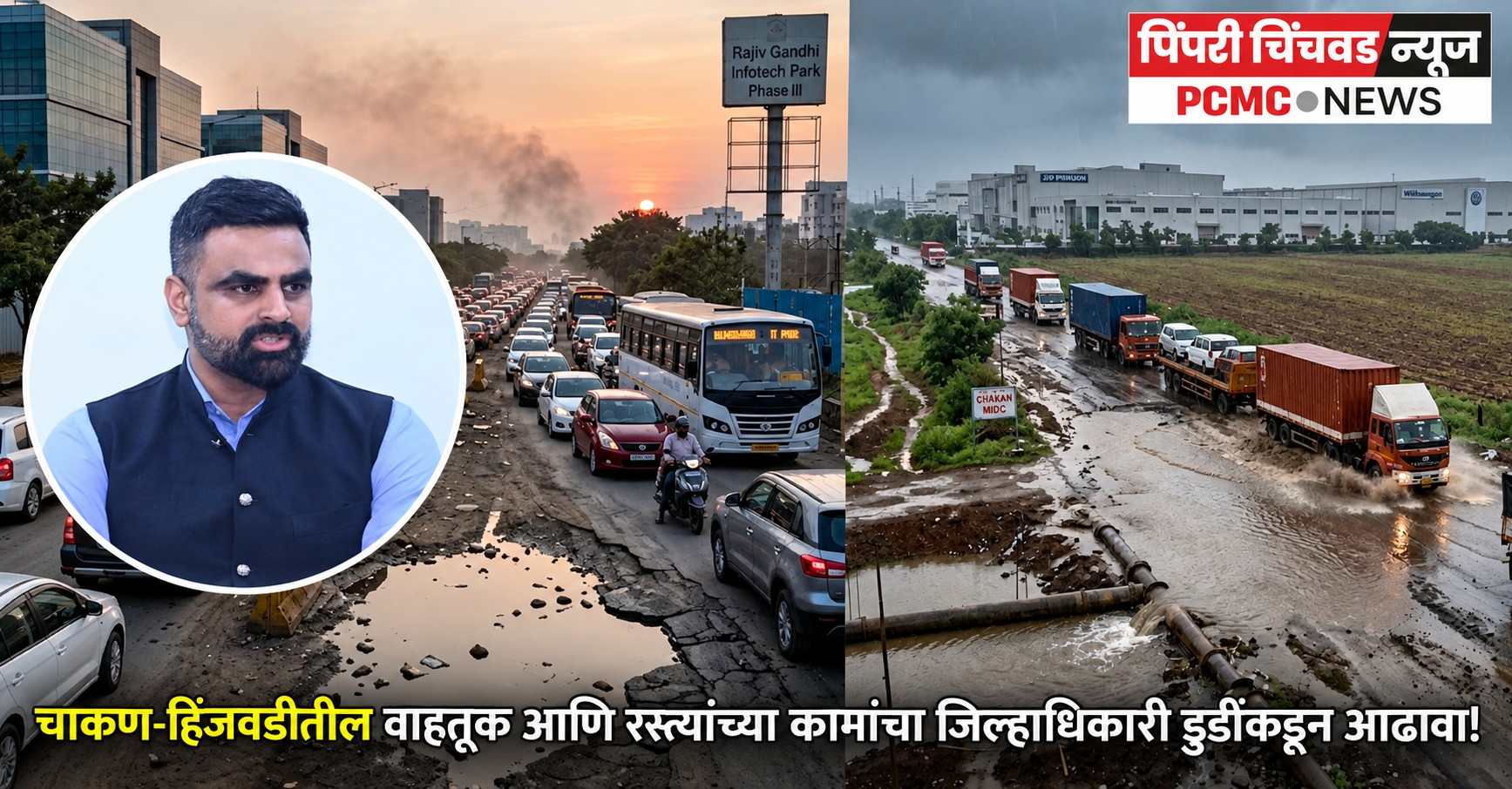 चाकण-हिंजवडीतील वाहतूक आणि रस्त्यांच्या कामांचा जिल्हाधिकारी डुडींकडून आढावा