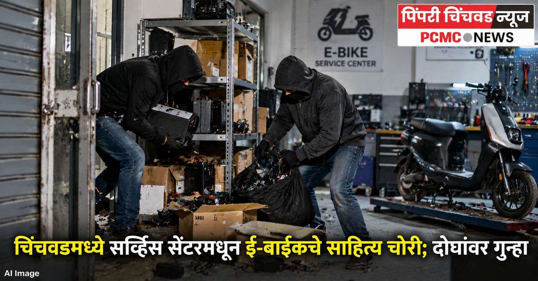 चिंचवडमध्ये सर्व्हिस सेंटरमधून ई-बाईकचे साहित्य चोरी; दोघांवर गुन्हा