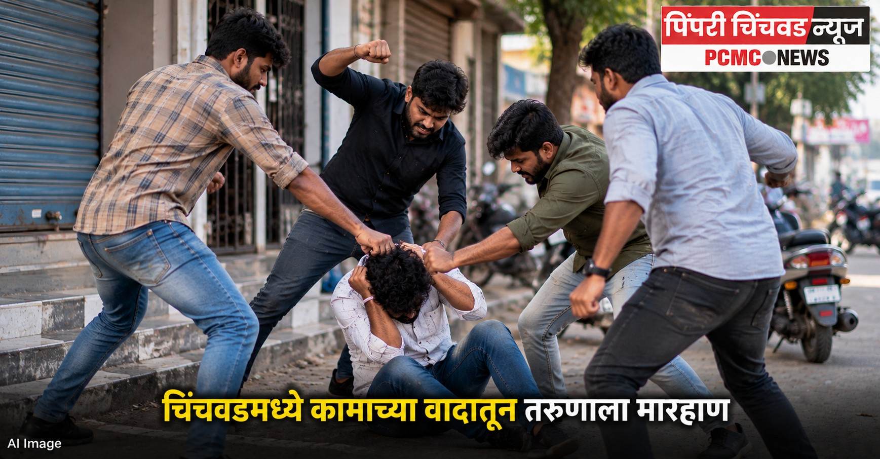 चिंचवडमध्ये कामाच्या वादातून तरुणाला मारहाण