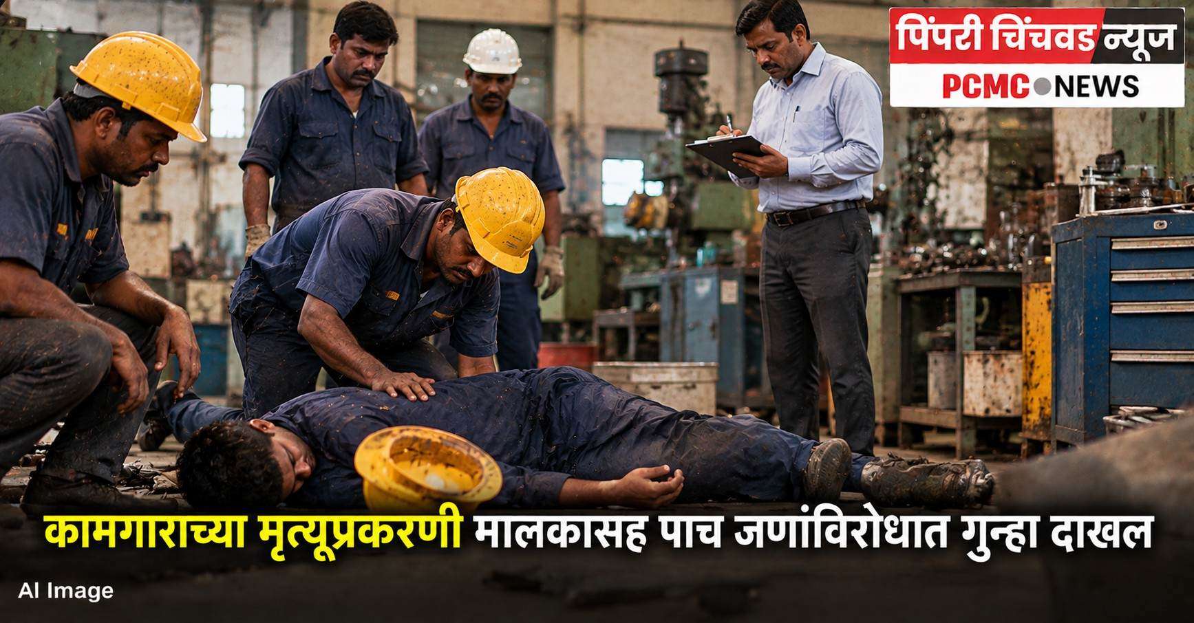 कामगाराच्या मृत्यूप्रकरणी मालकासह पाच जणांविरोधात गुन्हा दाखल
