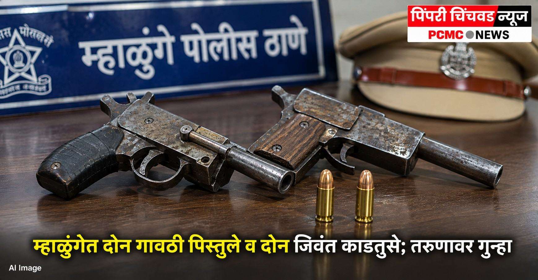 म्हाळुंगेत दोन गावठी पिस्तुले व दोन जिवंत काडतुसे; तरुणावर गुन्हा