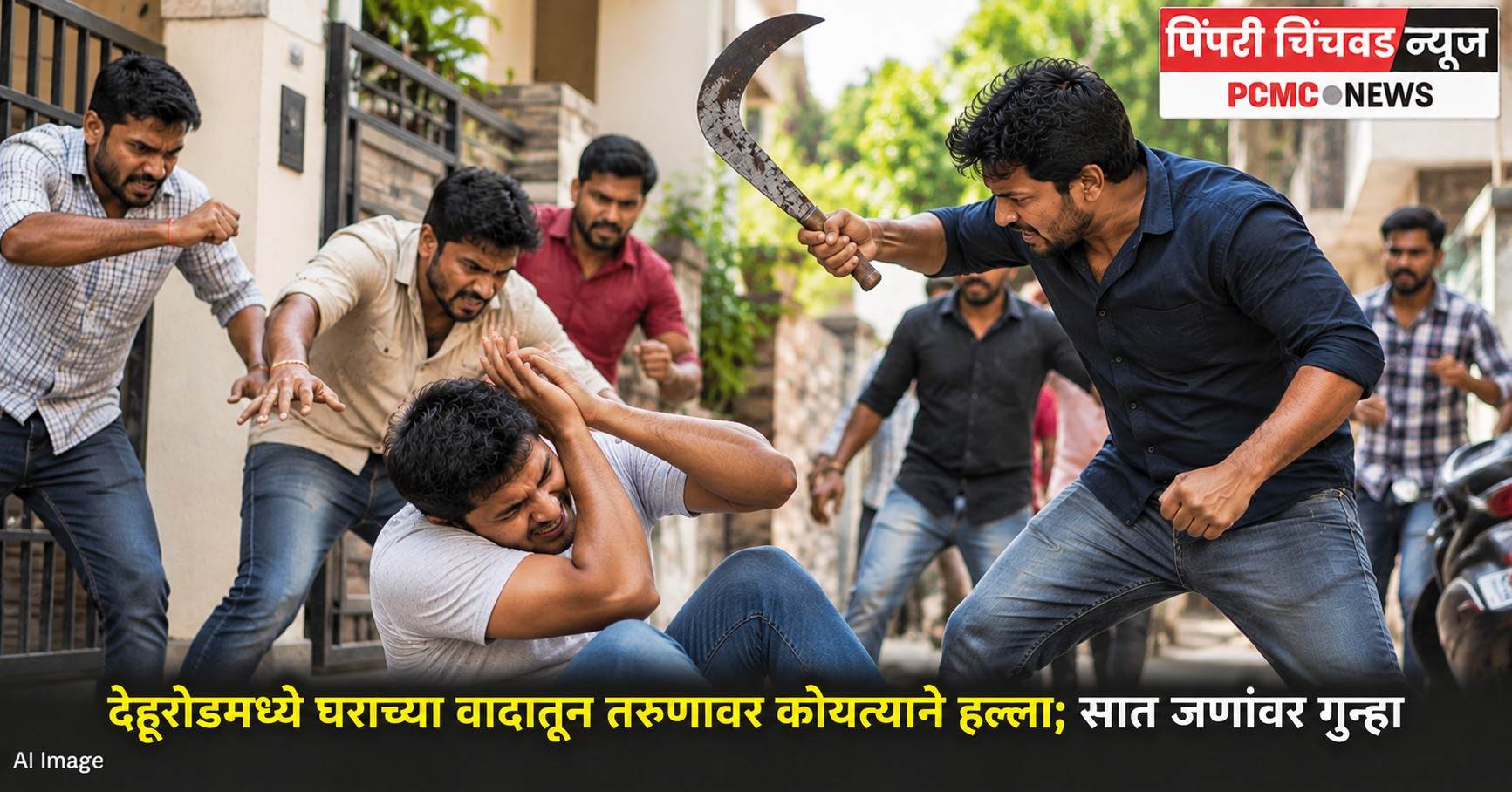 देहूरोडमध्ये घराच्या वादातून तरुणावर कोयत्याने हल्ला; सात जणांवर गुन्हा