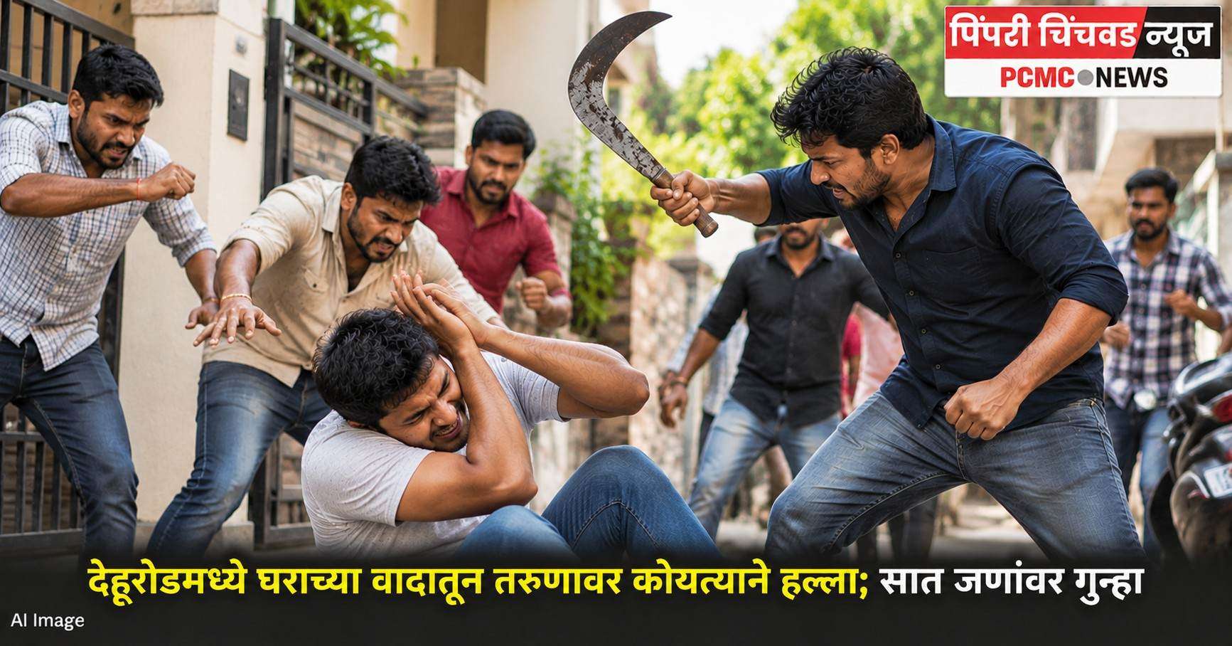 देहूरोडमध्ये घराच्या वादातून तरुणावर कोयत्याने हल्ला; सात जणांवर गुन्हा