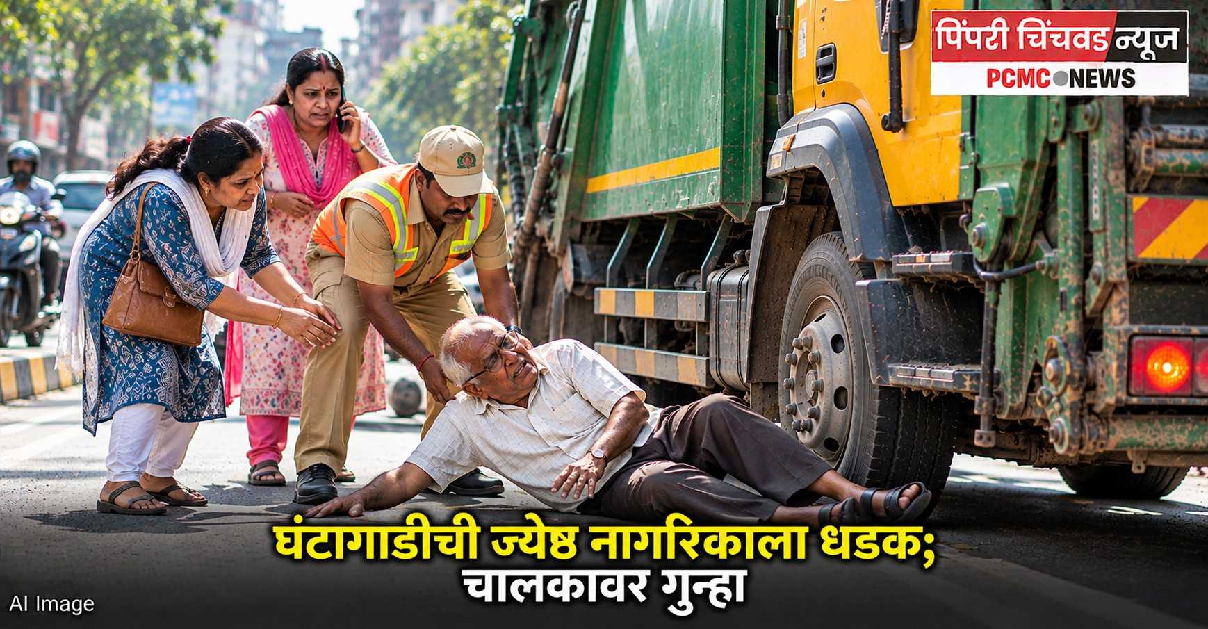 तळेगाव दाभाडेत घंटागाडीची ज्येष्ठ नागरिकाला धडक; चालकावर गुन्हा