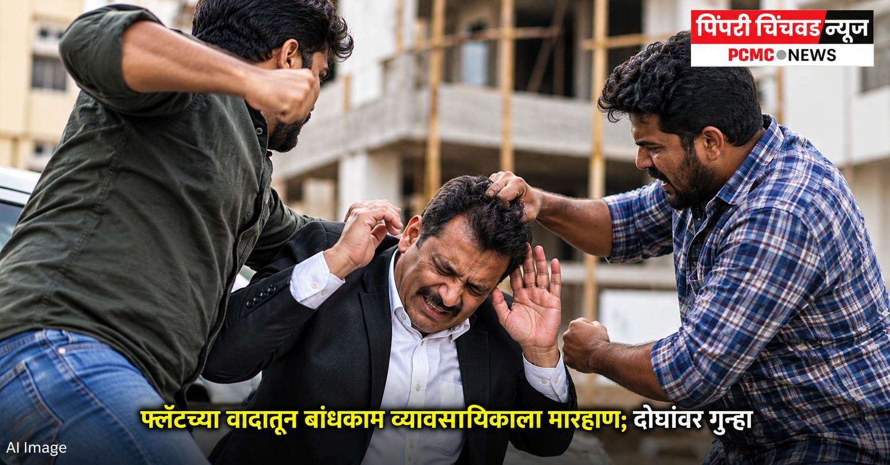 फ्लॅटच्या वादातून बांधकाम व्यावसायिकाला मारहाण; दोघांवर गुन्हा