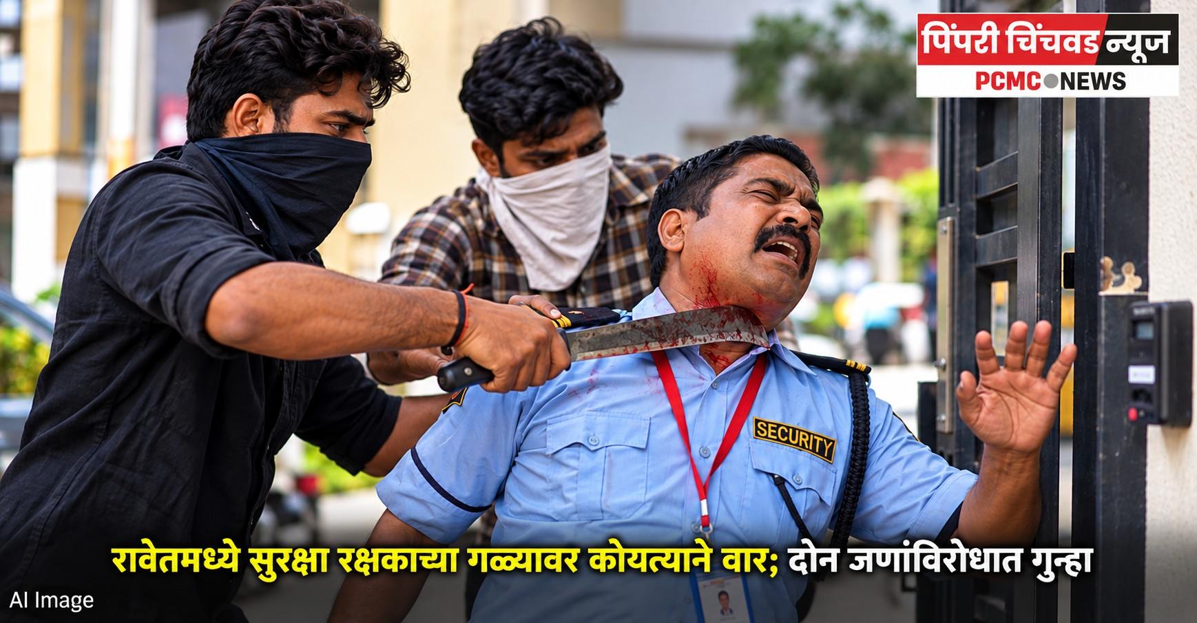 रावेतमध्ये सुरक्षा रक्षकाच्या गळ्यावर कोयत्याने वार; दोन जणांविरोधात गुन्हा