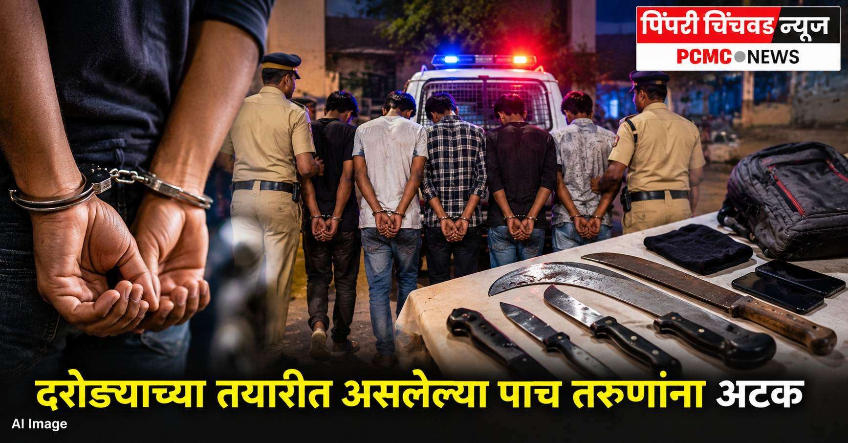 दरोड्याच्या तयारीत असलेल्या पाच तरुणांना अटक
