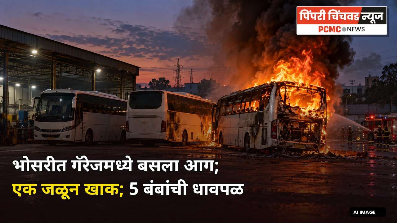 भोसरीत गॅरेजमध्ये बसला आग; एक जळून खाक, पाच बंबांची धावपळ