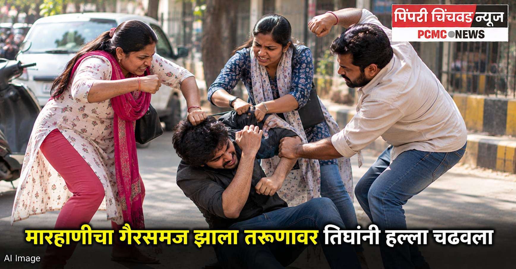मारहाणीचा गैरसमज झाला तरुणावर तिघांनी हल्ला चढवला