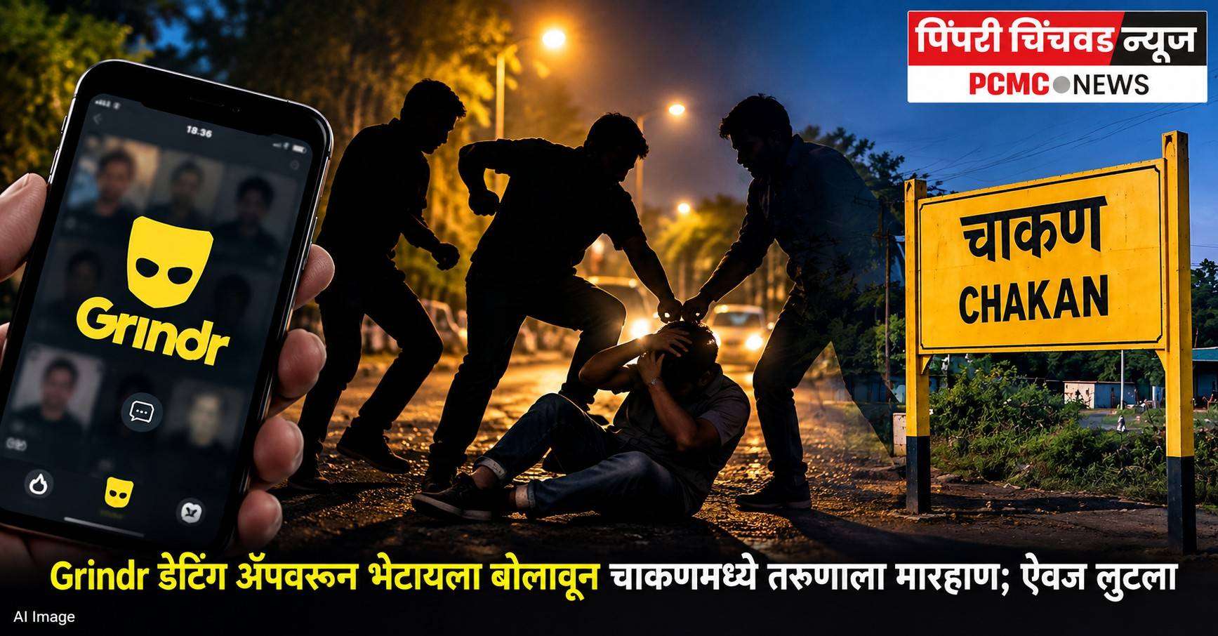 Grindr डेटिंग ॲपवरून भेटायला बोलावून चाकणमध्ये तरुणाला मारहाण; ऐवज लुटला
