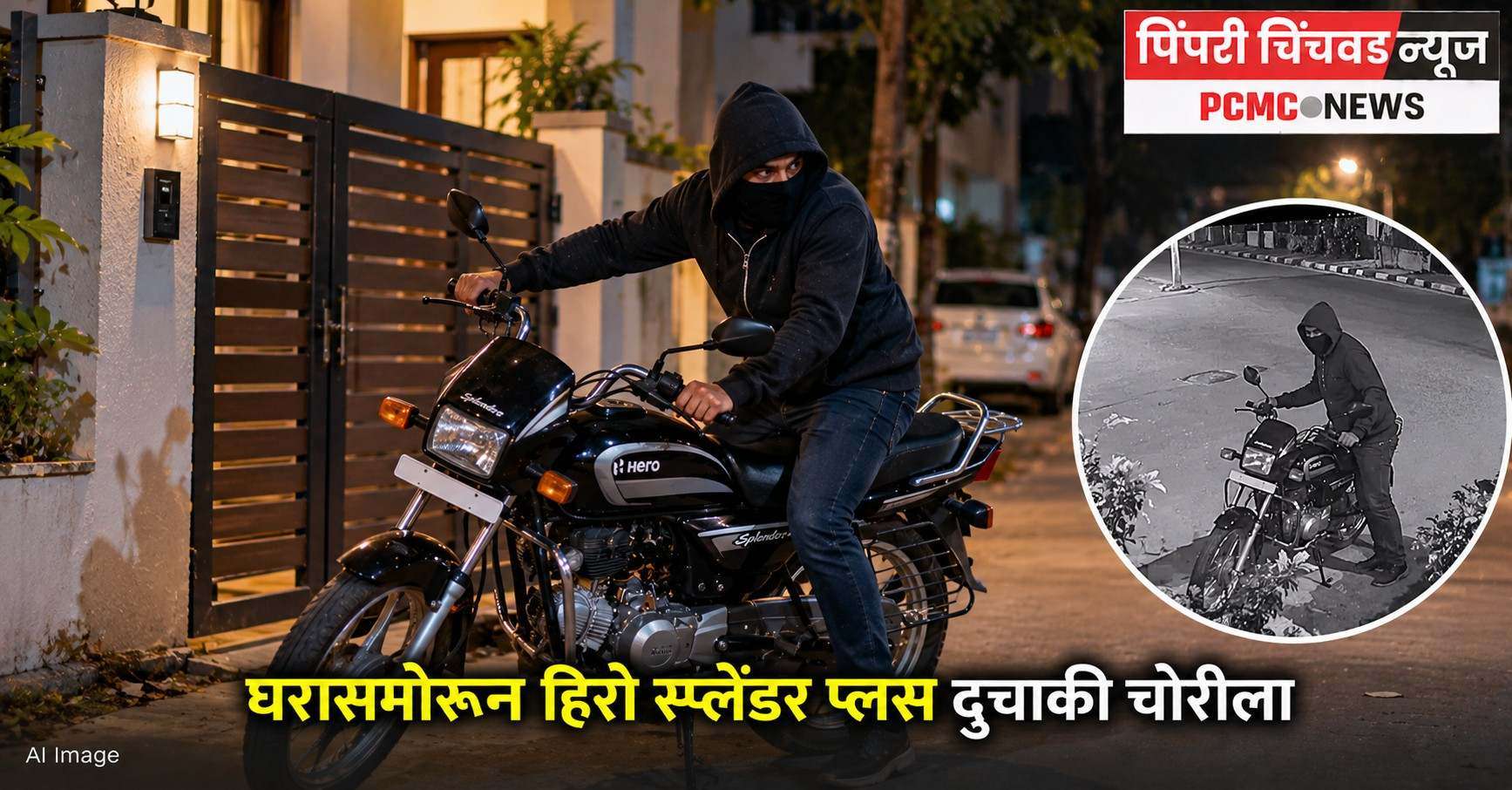 घरासमोरून हिरो स्प्लेंडर प्लस दुचाकी चोरीला