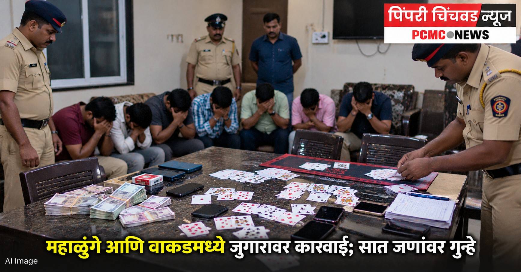 महाळुंगे आणि वाकडमध्ये जुगारावर कारवाई; सात जणांवर गुन्हे
