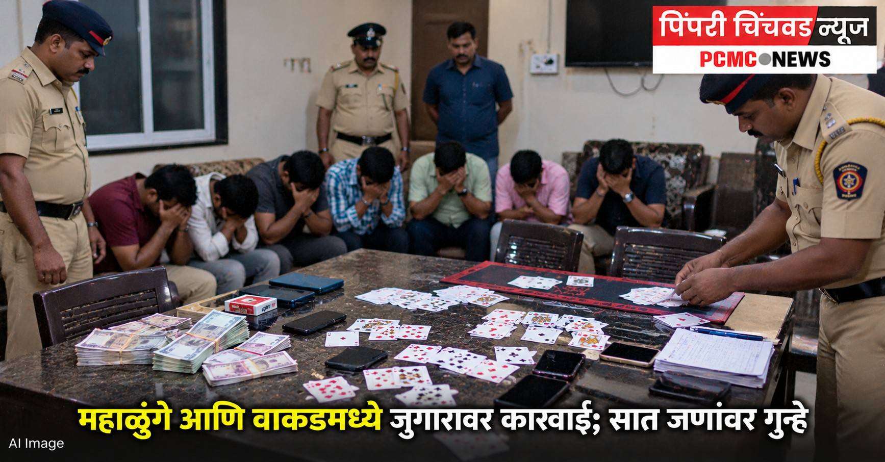 महाळुंगे आणि वाकडमध्ये जुगारावर कारवाई; सात जणांवर गुन्हे
