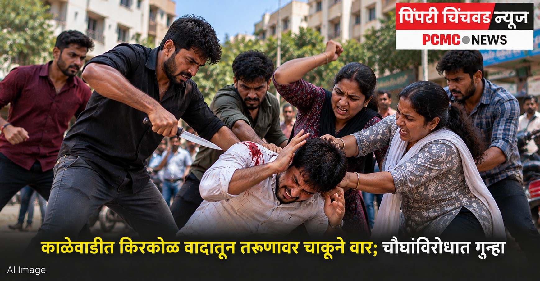काळेवाडीत किरकोळ वादातून तरुणावर चाकूने वार; चौघांविरोधात गुन्हा