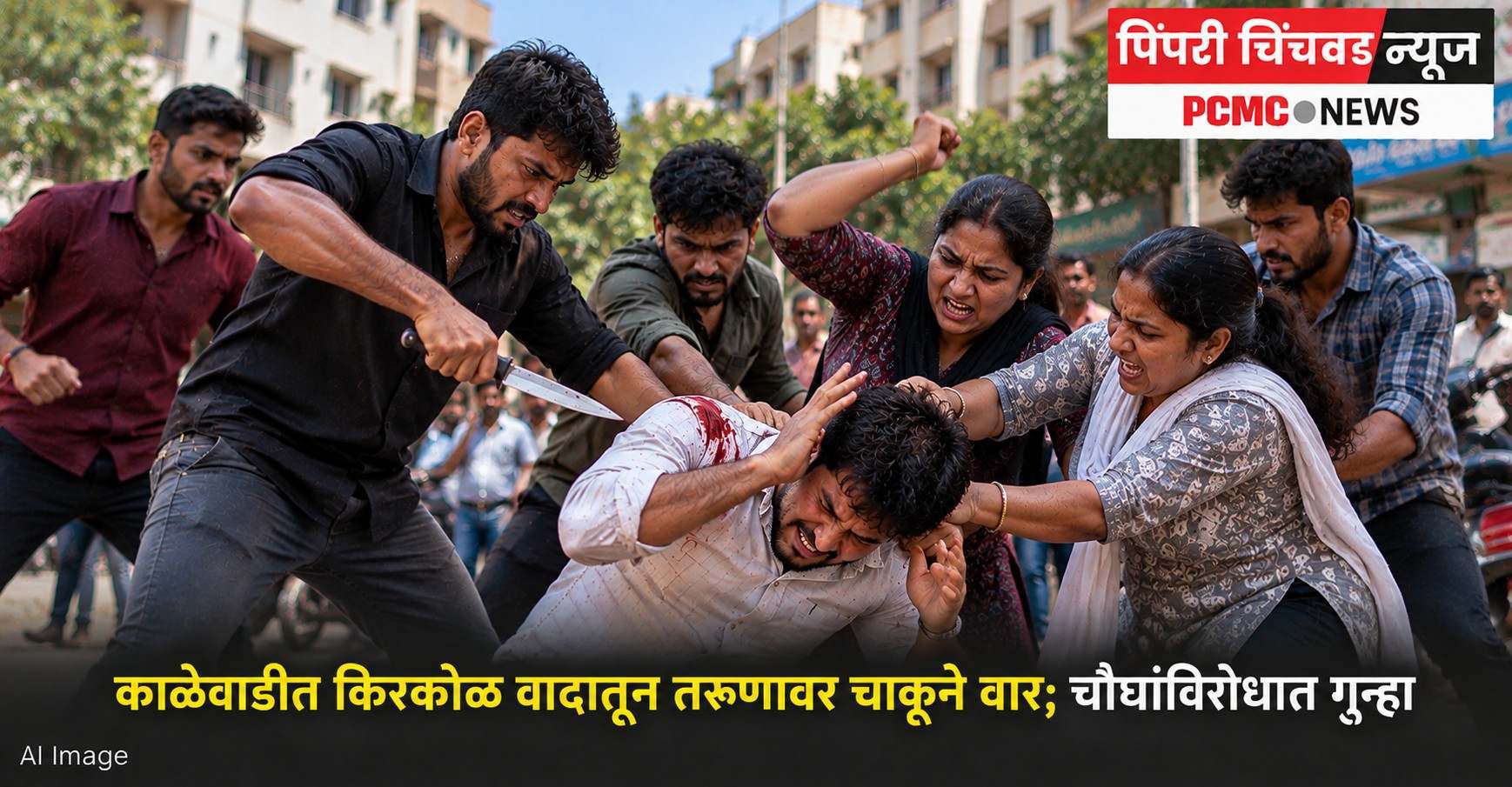 काळेवाडीत किरकोळ वादातून तरुणावर चाकूने वार; चौघांविरोधात गुन्हा