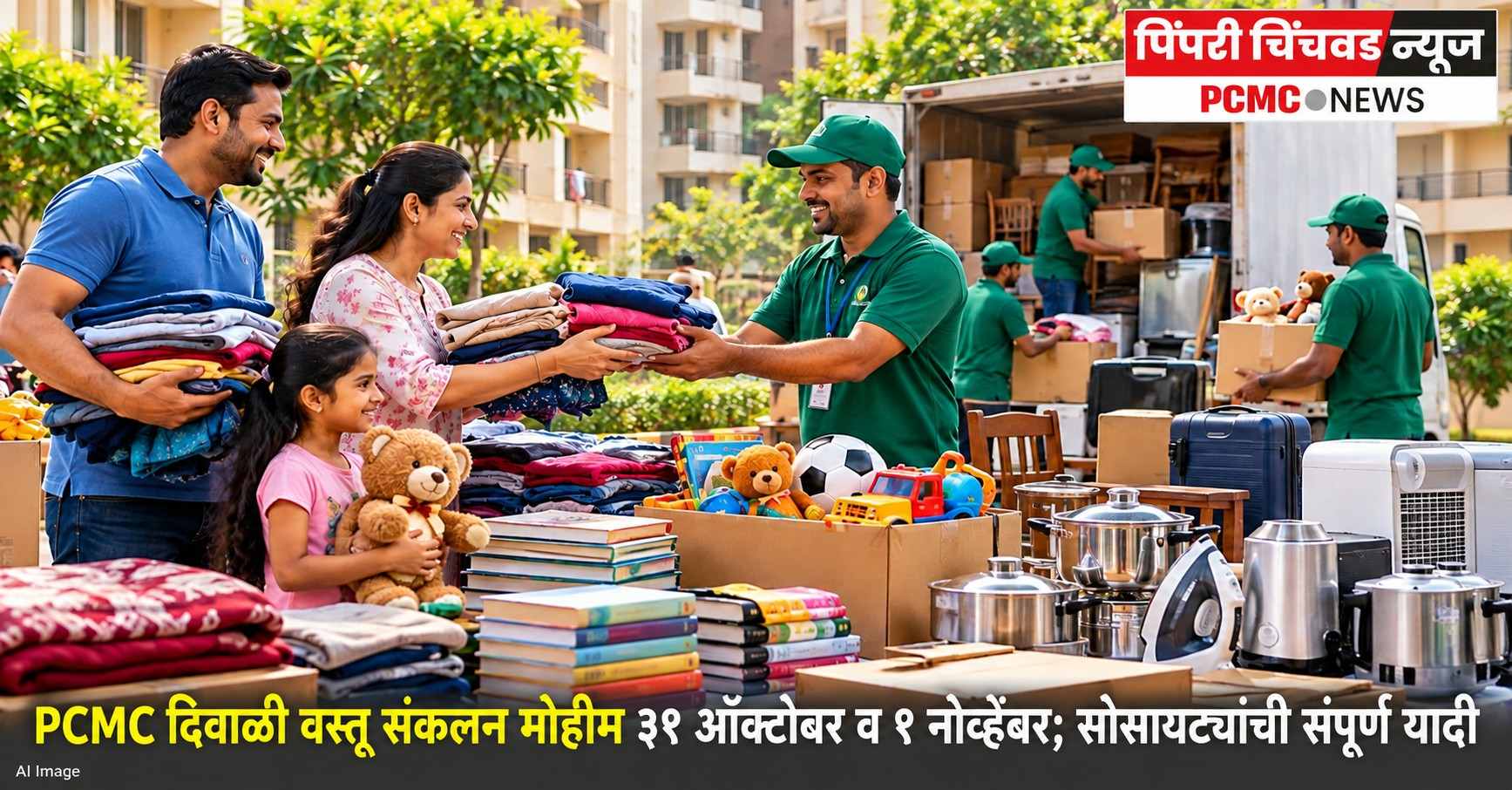 दिवाळी वस्तू संकलन मोहीम ३१ ऑक्टोबर व १ नोव्हेंबर; सोसायट्यांची संपूर्ण यादी