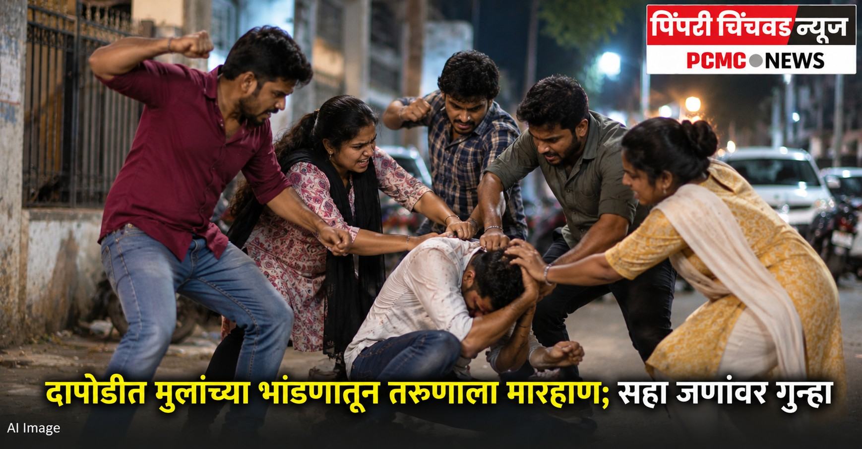 दापोडीत लहान मुलांच्या भांडणातून तरुणाला मारहाण; सहा जणांवर गुन्हा