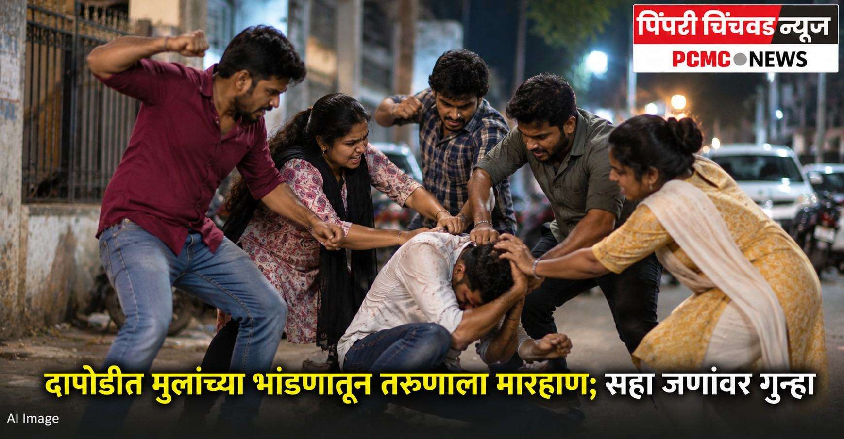 दापोडीत लहान मुलांच्या भांडणातून तरुणाला मारहाण; सहा जणांवर गुन्हा