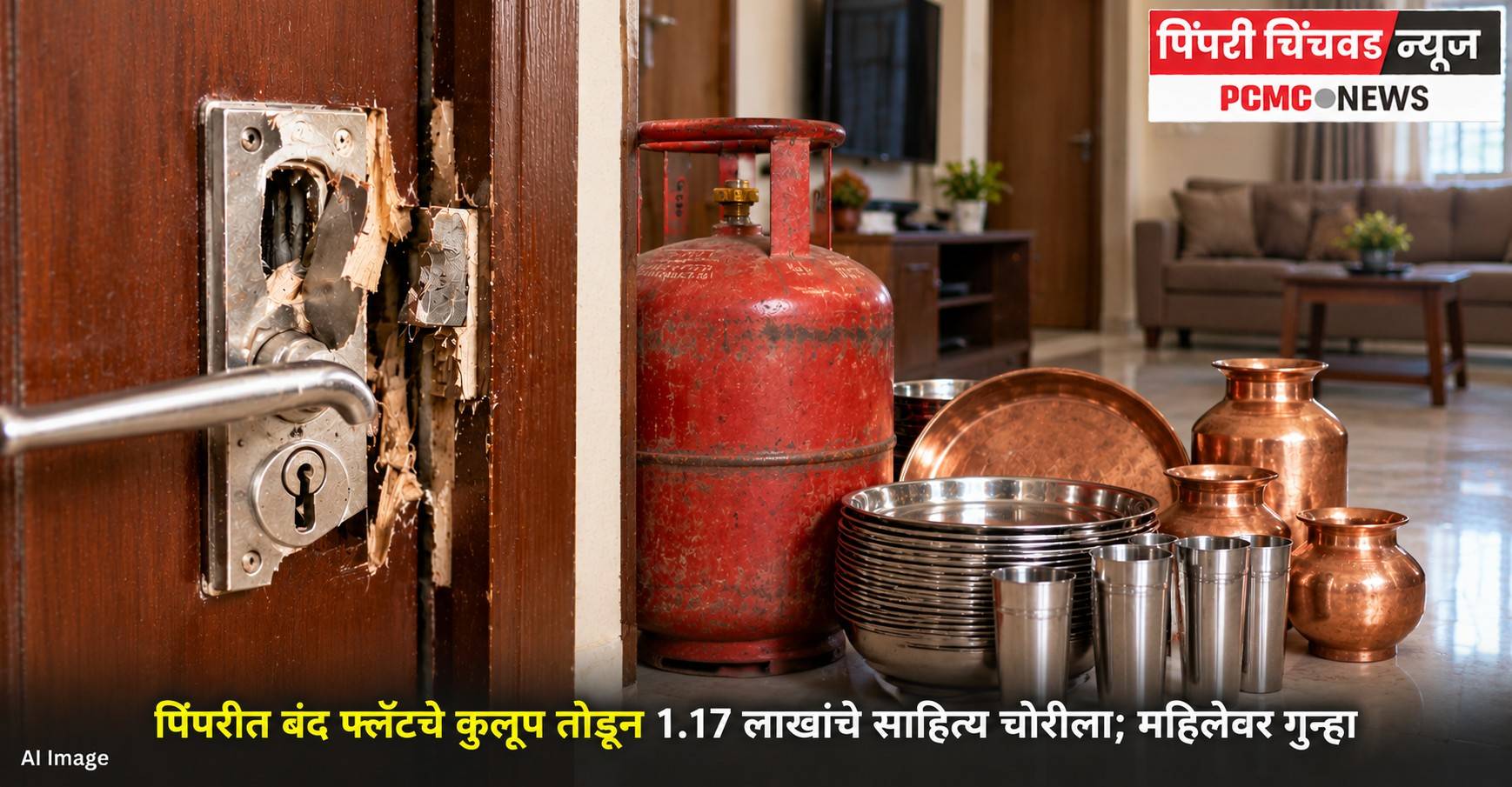 पिंपरीत बंद फ्लॅटचे कुलूप तोडून १.१७ लाखांचे साहित्य चोरीला; महिलेवर गुन्हा