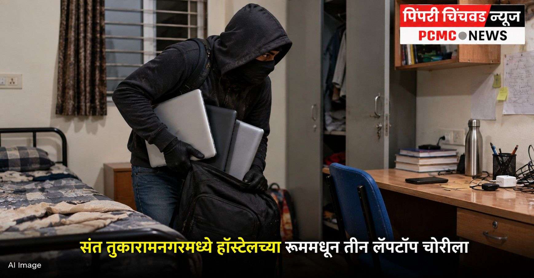 संत तुकारामनगरमध्ये हॉस्टेलच्या रूममधून तीन लॅपटॉप चोरीला
