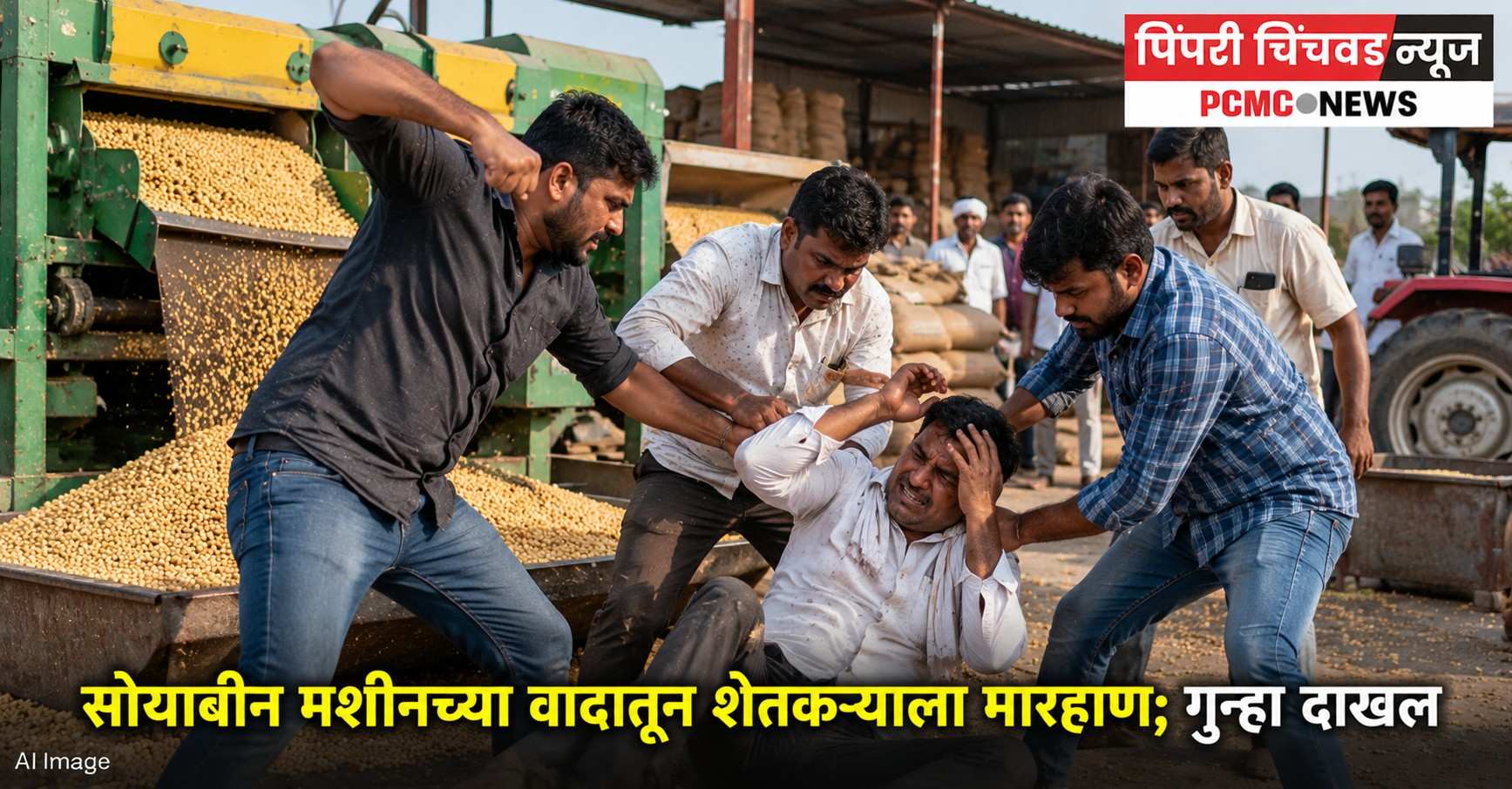 सोयाबीन मशीनच्या वादातून शेतकऱ्याला मारहाण; गुन्हा दाखल