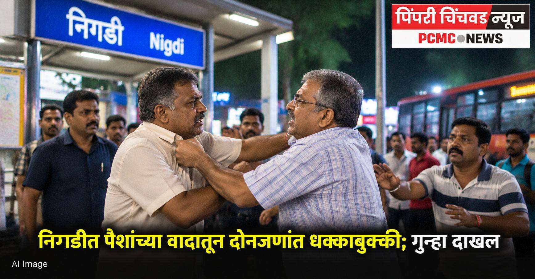 निगडीत पैशांच्या वादातून दोनजणांत धक्काबुक्की; गुन्हा दाखल