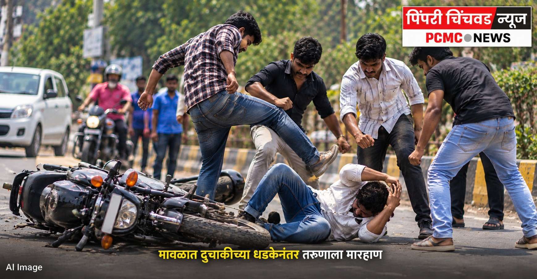 मावळात दुचाकीच्या धडकेनंतर तरुणाला मारहाण