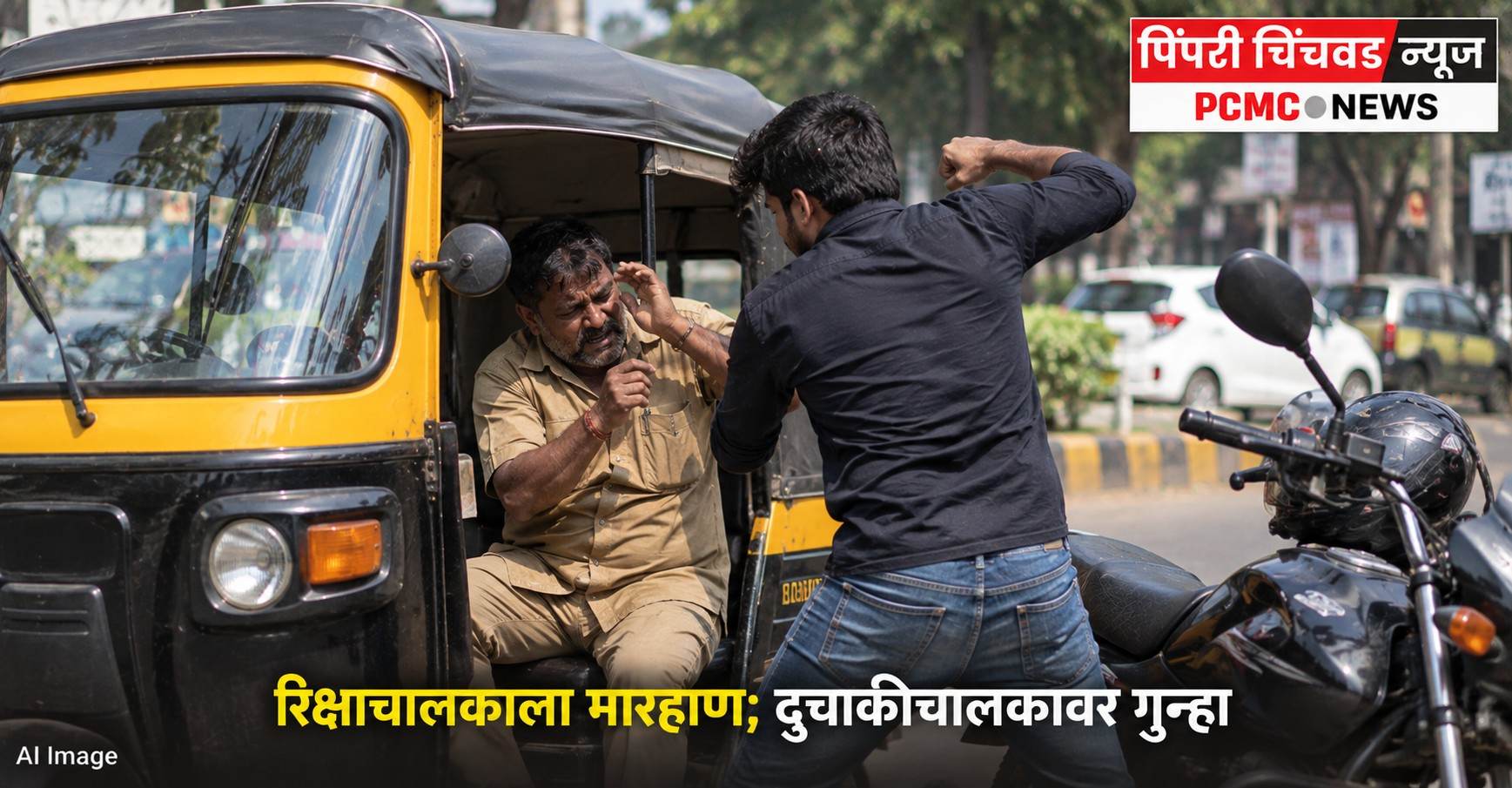 रिक्षाचालकाला मारहाण; दुचाकीचालकावर गुन्हा