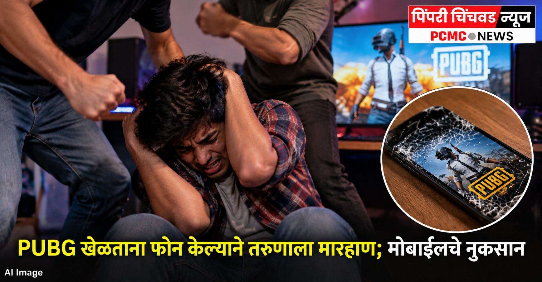 PUBG खेळताना फोन केल्याने तरुणाला मारहाण; मोबाईलचे नुकसान