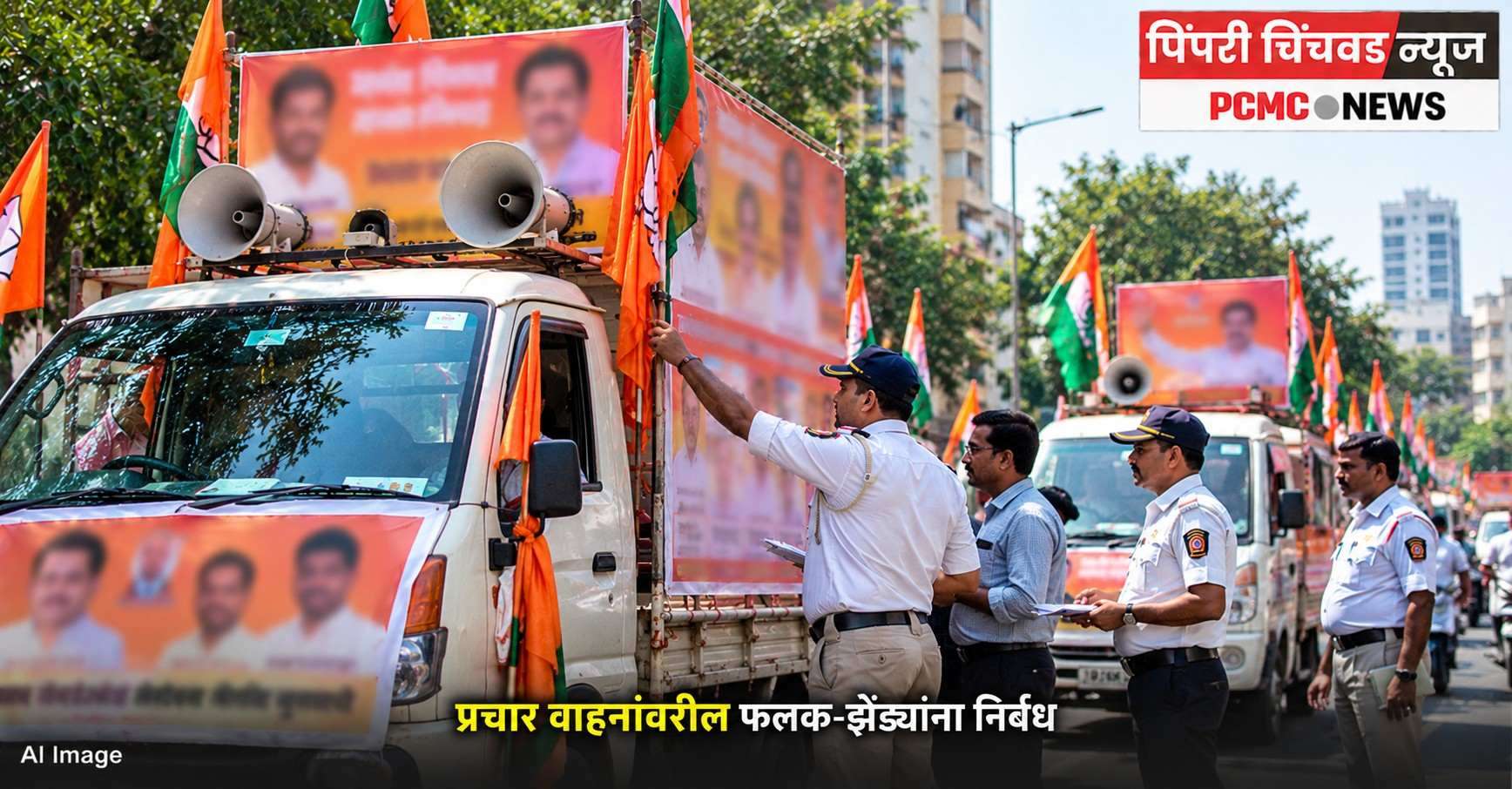 प्रचार वाहनांवरील फलक-झेंड्यांना निर्बंध