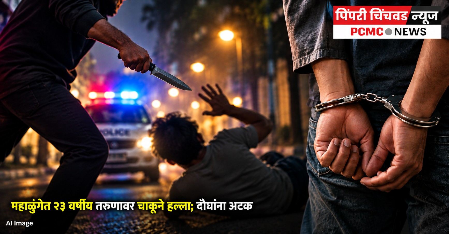 महाळुंगेत २३ वर्षीय तरुणावर चाकूने हल्ला; दोघांना अटक