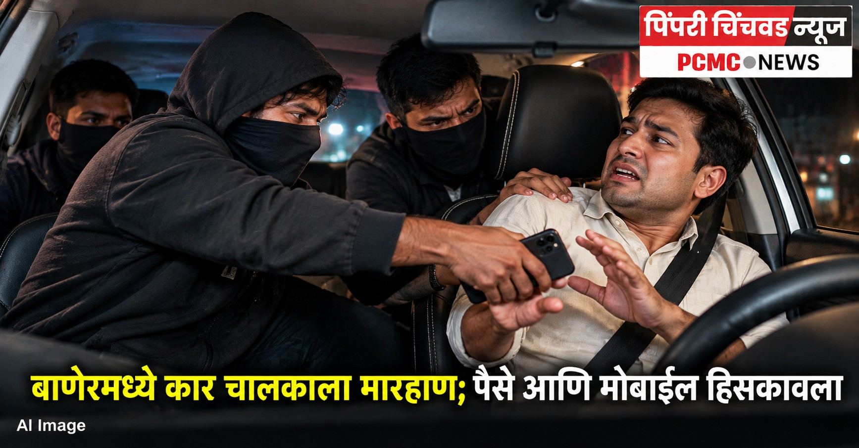 बाणेरमध्ये कार चालकाला मारहाण; पैसे आणि मोबाईल हिसकावला