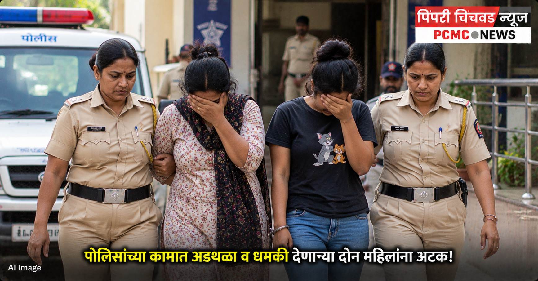 पोलिसांच्या कामात अडथळा व धमकी देणाऱ्या दोन महिलांना अटक!
