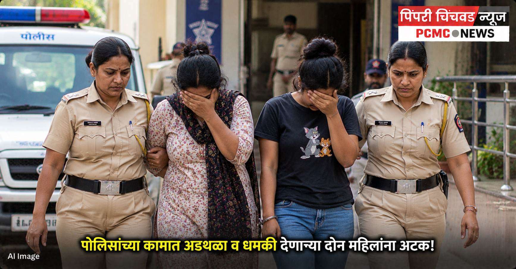 पोलिसांच्या कामात अडथळा व धमकी देणाऱ्या दोन महिलांना अटक!