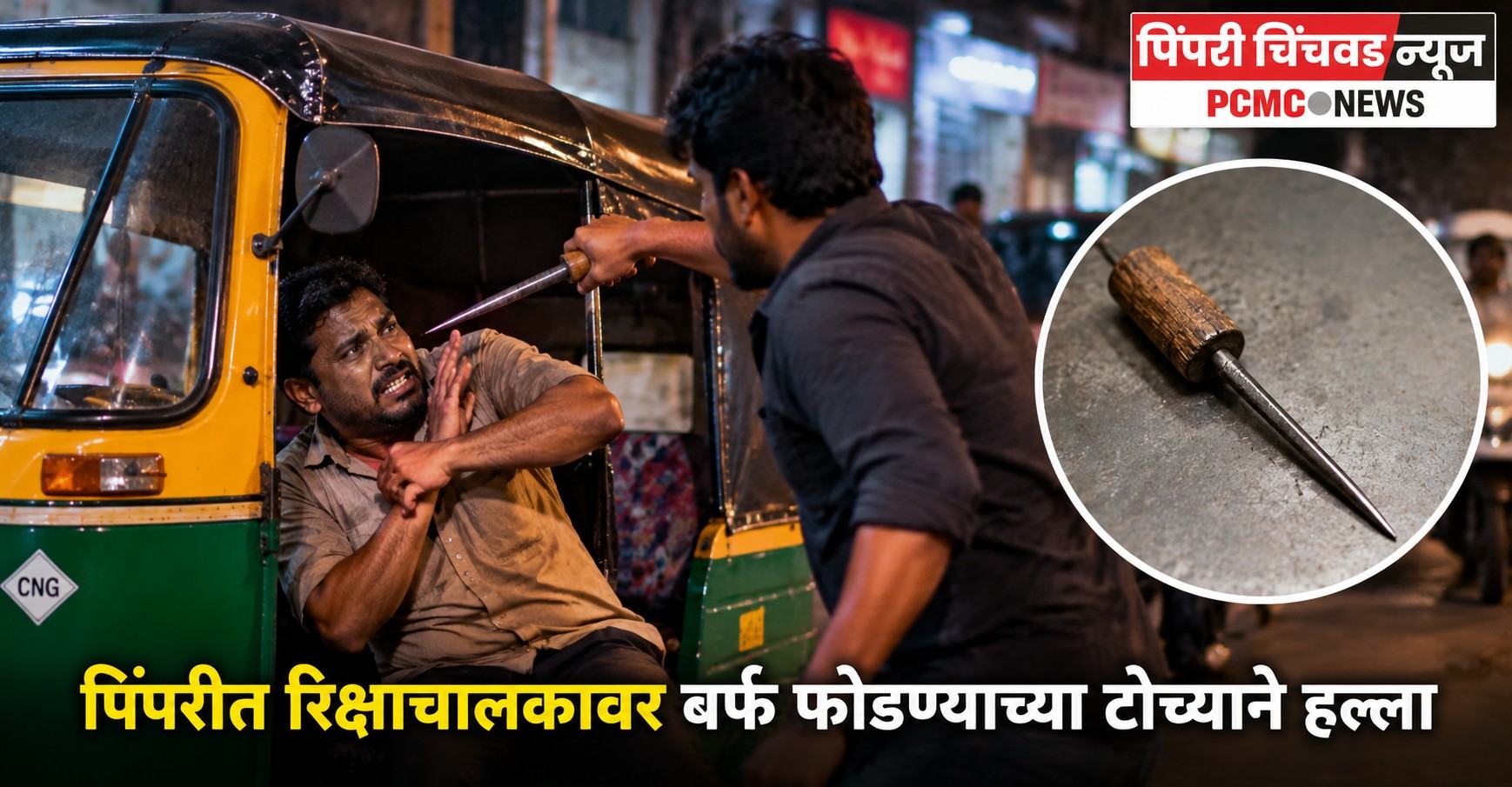 पिंपरीत रिक्षाचालकावर बर्फ फोडण्याच्या टोच्याने हल्ला