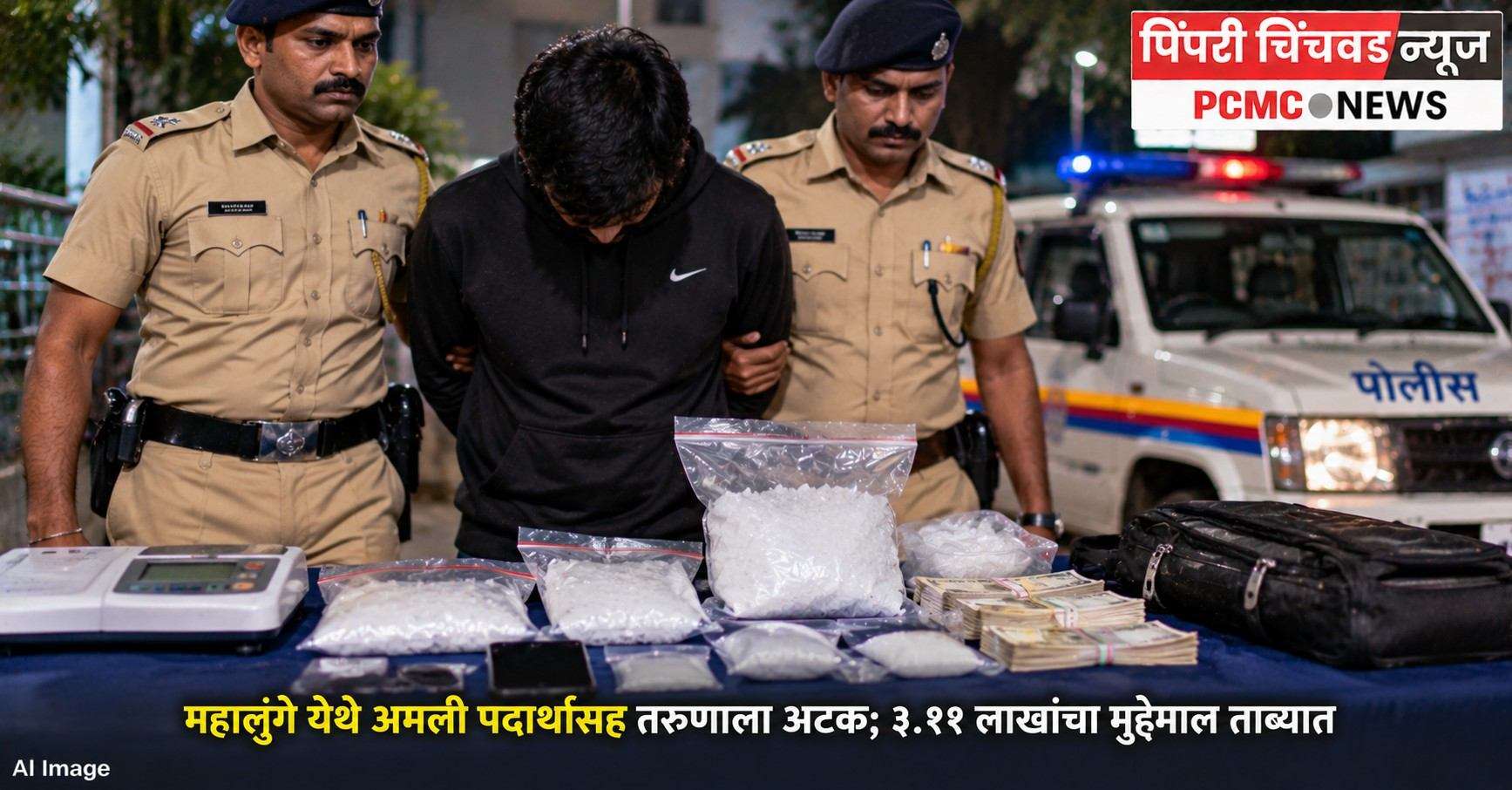 महाळुंगे येथे अमली पदार्थासह तरुणाला अटक; ३.११ लाखांचा मुद्देमाल ताब्यात