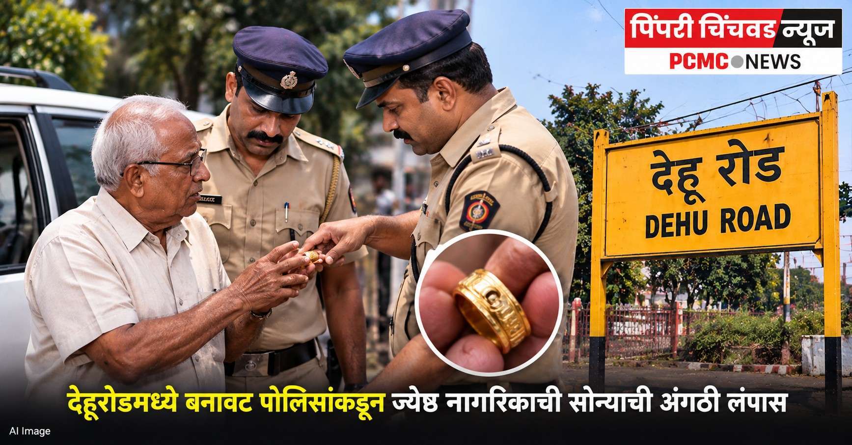 देहूरोडमध्ये बनावट पोलिसांकडून ज्येष्ठ नागरिकाची सोन्याची अंगठी लंपास