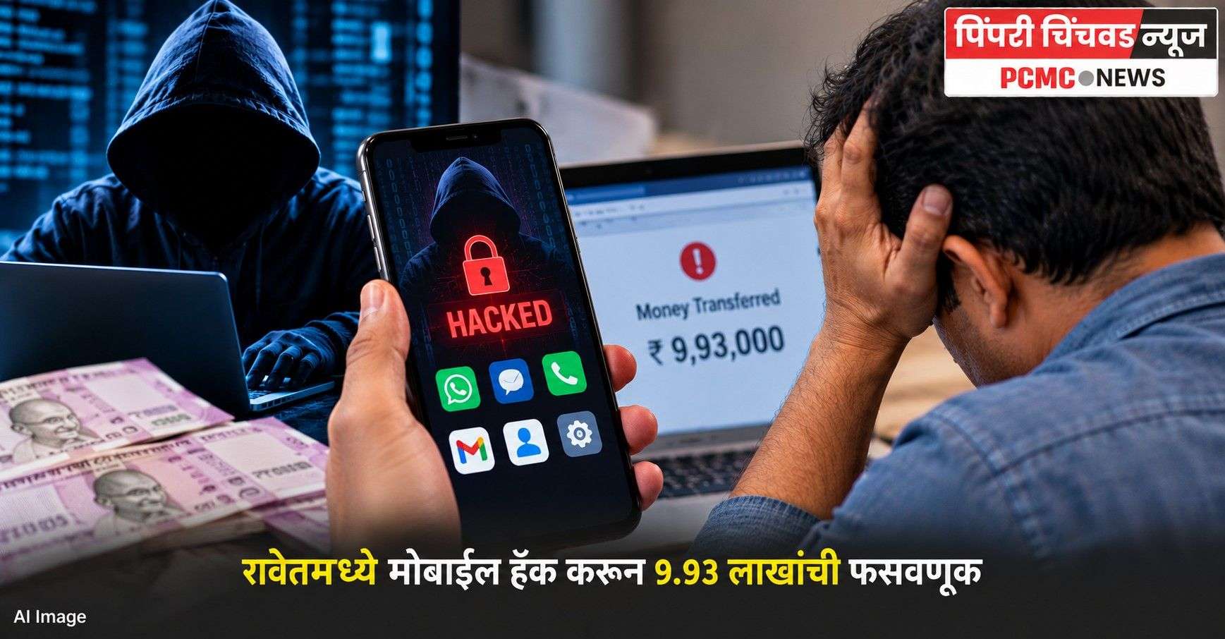 रावेतमध्ये मोबाईल हॅक करून ९.९३ लाखांची फसवणूक
