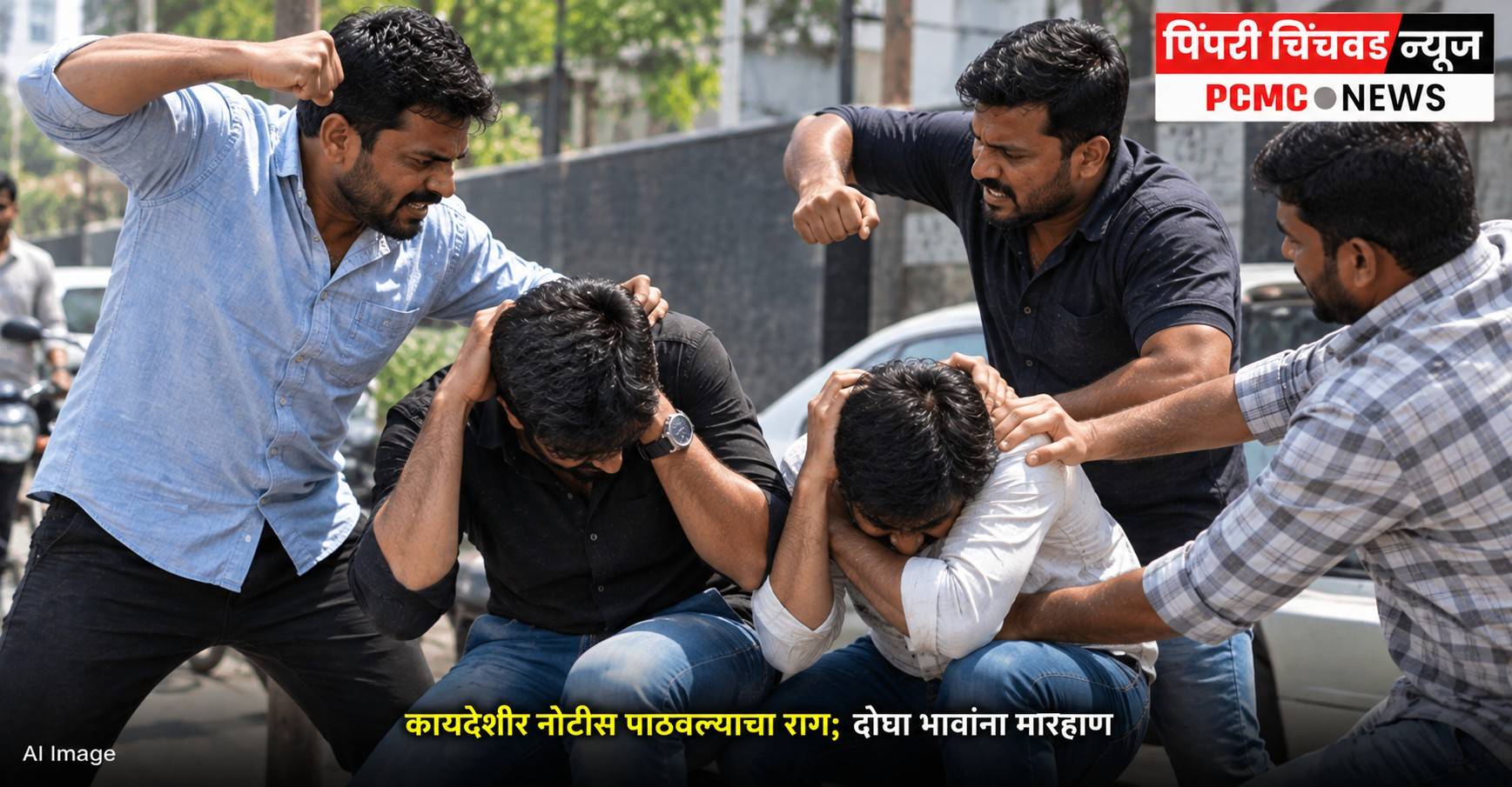 कायदेशीर नोटीस पाठवल्याचा राग; निगडीत दोघा भावांना मारहाण